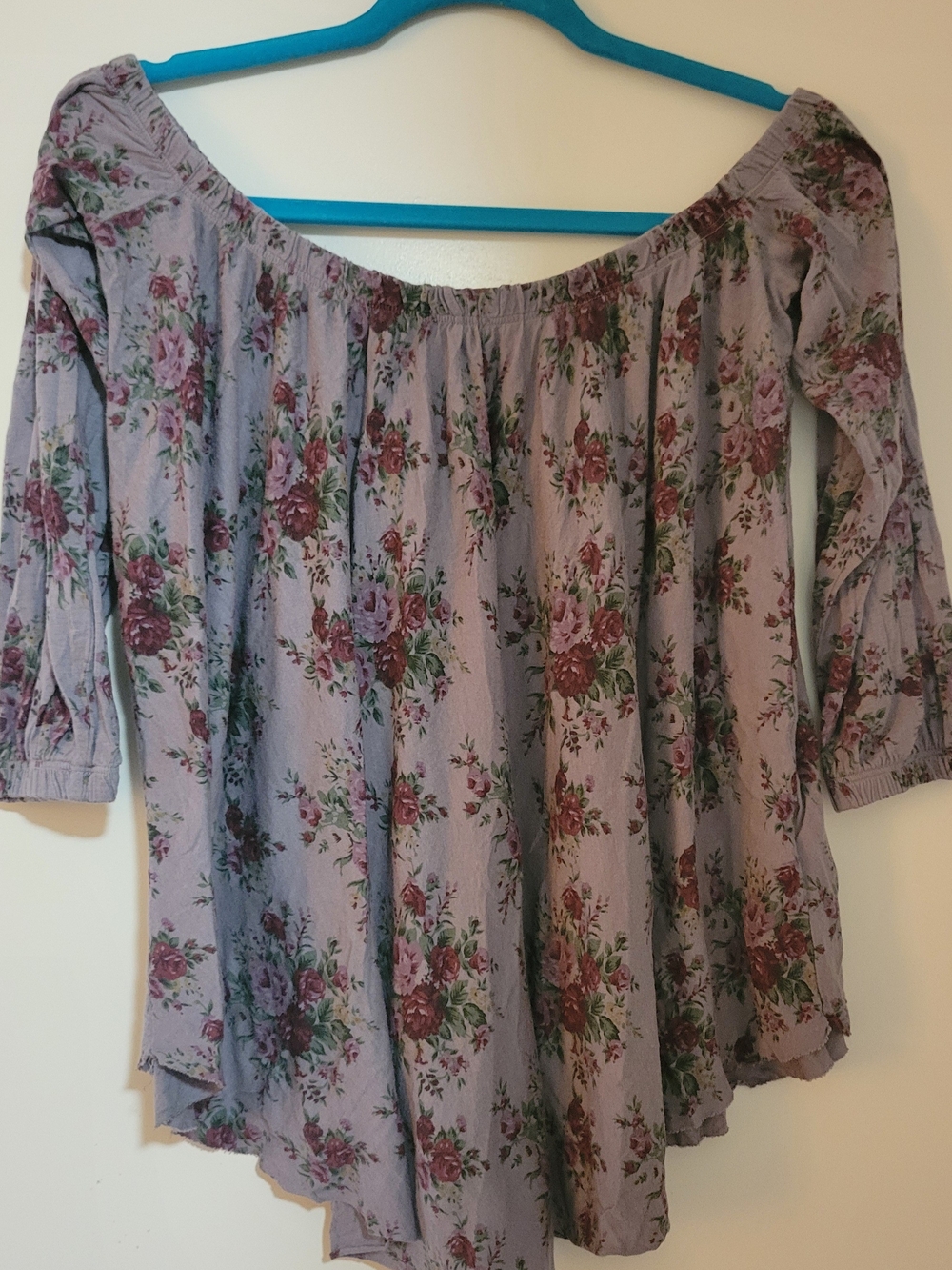 Truly Madly Deeply Lavender Floral Off-Shoulder Tunic
